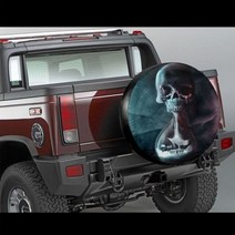 지프 카시트 커버Skull Spare Tire Cover Sugar 지프 스페어 타이어 커버 할로윈 선물 재미있는 백업 카메, 07 브라운_03 16in