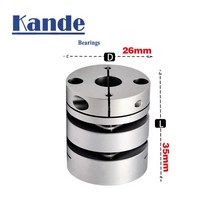 해외 알루미늄 합금 D26L35 더블 다이어프램 커플 링 탄성 커넥터 D26mm L35mm 볼 스크류 스텝 서보 모터, 5x5, One Size