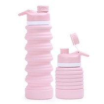 실리콘 물병 등산 야외 여행 출장 여행 접이식 물병 물컵 운반스포츠 러닝 컵, 핑크S7Plus(750ml)트리밍