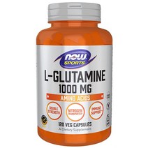 NOW FOODS L-글루타민 1000mg 식물성 캡슐 240개, 120 Count (Pack of 1)