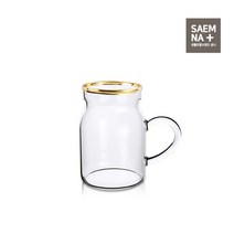 미소 골드 밀크 내열유리 머그컵 소 330ml, 투명 + 골드, 1개