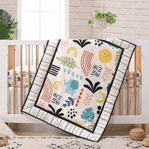 The Peanutshell 보헤미안 남아 또는 여아용 아기 침대 침구 세트 | 3피스 유니 아기방 세트 | 아기 침대 담요 매트리스 커버 아기 침대 스커트