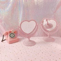 복고풍 핑크 공주 스탠드거울, 공주 양면 거울