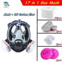 전면형 방독면 방독마스크 화학 가스 6800 먼지 호흡기 용 산성 가스 용 안개 방지, 유기농 17종 세트