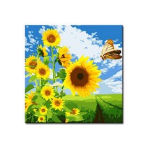 DIY캔버스페인팅 명화그리기 유화 세트 그림 액자, E37_해바라기와 나비