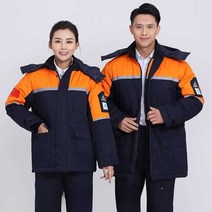 겨울 작업복 절연복 패딩 공장 유니폼 주유소 용접복, A정전기 방지-네이비블루 오렌지 XXXL