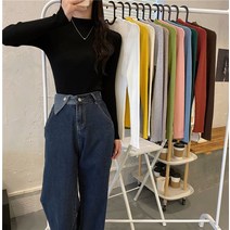 HQINT 여성 겨울티 오버핏 긴팔티셔츠 빅사이즈 심플 여자 티셔츠 티셔츠긴팔 긴팔티 겨울 베이직 데일리 기본티 ZB-55188