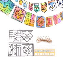 민화샵 패브릭 가랜드 파티장식 색칠놀이 만들기 세트, 동물