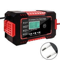 전체 자동차 배터리 충전기 12V 6A 디지털 LCD 디스플레이 전원 펄스 수리 습식 건식 납산, 02 Red EU plug