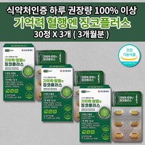 두뇌 뇌 기억력 저하 감퇴 예방 향상 개선 기억 장애 좋아지는 법 뇌에 좋은 심 뇌 혈관 질환 손발 저림 증상 혈액 순환 정맥 순환제 개선제 건강 식품 영양제 징코 플러스 30정, 3개