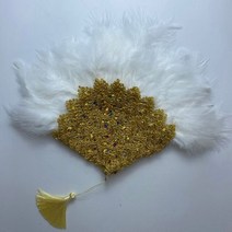 큰 크기 디자인 아프리카 오렌지 깃털 팬 숙 녀 웨딩 신부 더블 사이드 나이지리아 꽃 Handfan, [01] 35cmx45cm, [31] double side