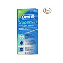 오랄비 슈퍼플로스 50개x 6팩 교정치실 치아관리Mint, 50개-6팩, 50개