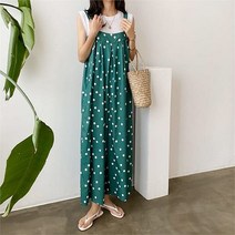 바이어스 바이어스 도트 오버핏 점프슈트 민소매 통 팬츠 땡땡이 (5676684)