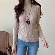 데일리앤 슬림핏 골지 긴팔 니트 반목 폴라티 리키