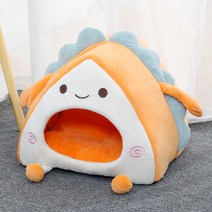 고양이 둥지 따뜻한 겨울 집 집 폐쇄 고양이 빌라, 만화 샌드위치 코튼 둥지 오렌지 L-큰 