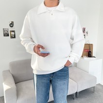 남자 기모 오버핏 헨리넥 카라 단추 오버핏 맨투맨 가을 겨울