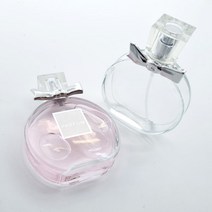 향기에반하다 원형 리본 투명캡 향수 스프레이 공병 50ml 예쁜 유리 클림프 글라스 퍼퓸 용기, 원형 리본투명캡 50ml+잠금툴+스티커(은)