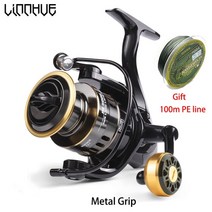 LINNHUE 낚시 릴 HE500-7000 최대 드래그 10kg 예비 금속 스풀 스피닝 릴 바닷물 잉어 낚시에 신선한 선물 라인 보내기, 1000 시리즈, 협력사, 릴메탈 그립