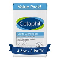 CETAPHIL 젠틀 클렌징 바 4.5 oz 6개 건성 & 민감성 피부용 영양 공급 논코메도제닉, Pack of 3