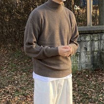 하찌 남자 모크넥 반목폴라 하프넥 반폴라 터틀넥 빅사이즈 커플 워셔블 니트