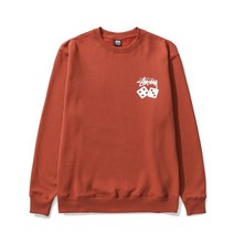[스투시] 21FW 로고 다이스 프린트 기모 맨투맨 1914721 BRICK