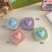 귀여운 가리 하트 콘택트 렌즈 상자 고급 느낌 사랑 타로 퍼플 컬러 컴패니언 박스 인 심플 피치, 하트 그린
