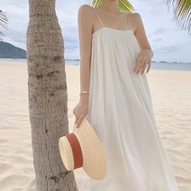 동남아원피스 여름 휴양지 하와이 오프숄더 백리스 비치 화이트 드레스 여성 임신 휴가 맥시 패션 순수 컬러 기본 스파게티 스트랩