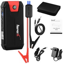 GREPRO-휴대용 13800mAh 자동차 점프 스타터 1000A 피크 12V 자동 배터리 부스터 전원 팩 LCD 디스플레이 점퍼 케이블 포함, 12800mAh, 협력사, 1개