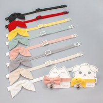 엠몰리 가벼운 강아지 고양이 인식표 목걸이 패브릭 목줄 안전버클 린넨 콩리본, 렌넨 블랙, 앞쪽+안쪽 제작(추가정보란에 문구기재)