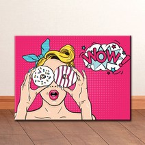 POP063_일러스트 팝아트 캔버스액자 wow 도넛 pop