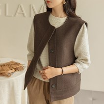 그녀희제 브랜드 버튼 모직 조끼