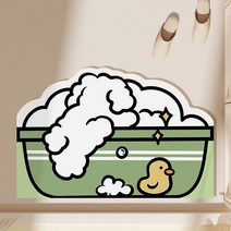 미끌림방지 카페트 카툰 흡수속건 욕조샤워부스 문틈 넘어짐방지 풋패드 욕실시계, T01-40x60cm