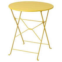 이케아 SUNDSO 실내외 정원 테라스 카페 철제 접이식 테이블 의자, 옐로 테이블