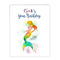 The Best Card Company - 봉투 포함 대형 생일 카드 1개(21.6 x 27.9cm(8.5 x 11인치)) - 생일을 위한 재미있는 축하 카드 - Optimisms, Funky Rainbow Mermaids