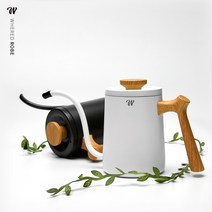 [커피드립주전자] Sifei 로즈우드 핸들 커피 드립주전자 600ml, 1개, Beige