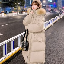 ANYOU 겨울 여성 롱패딩 패딩 후드 면 코트 경량패딩 일상 롱패딩
