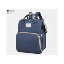 기저귀가방 백팩 파우치 대용량 기저귀 가방 배낭 여행 휴대용 어깨 다기능 접이식 침대 방수 세련된 팩, Dark Blue