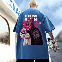 미국 복고풍 반팔 티셔츠 남성 여름 2022 느슨한 한국어 버전 in 힙합 스트리트 탑