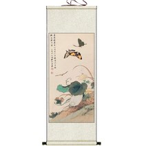 화조도 산수화 외국 친구 선물 풍속화 70대 할아버지 a03, 나비덩굴잎꽃야채 견사