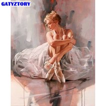 DIY 피포페인팅 유화 그리기 명화 그림GATYZTORY 발레 소녀 페인트 번호로 그리기 캔버스에 HandPainted 그, 12 998385_01 20x30 no frame