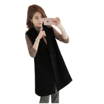 여성 봄 가을 블랙 루즈핏 롱조끼 롱 베스트 빅사이즈