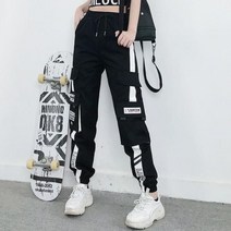 여성 조깅 캐주얼 스포츠 여름 소녀 힙합 스트리트 웨어 바지 패션 카고 바지 여성 댄스 스웨트 팬츠 바지 블랙