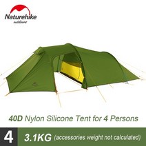 네이처하이크 에어텐트 돔텐트 Naturehike 오팔러스 터널 234 명 방수 패브릭, 4인 40d 그린