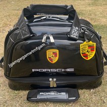 포르쉐 골프백 보스턴백 대용량 PU소재 방수 휴대용 더플백 남녀공용 여행용 골프 투어 골프복 골프화 분리, 블랙