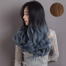 가발위드 투컬러 웨이브 붙임머리 헤어피스 가발 10cm, 라이트애쉬블루50cm, 1개
