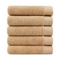 어메니티타올 프리미엄 40수 코마사 200g 도톰한 호텔수건 5장 세트, 라이트브라운