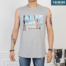 더마인드 남자 민소매 나시 YO블루하와이나시