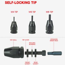 1/4LN 공압 에어 리벳 너트 건 삽입 나사식 풀 세트 M4 M10, 05 with M8M10M12