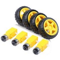전동실린더 가이드모터 dc모터 플라스틱 tt 모터 타이어 휠이있는 dc 전기 모터 arduino 스마트 자동차 용 3-6v 듀얼 샤프트 기어 모터 tt 자기 기어 호환 지원, 1 x 모터 1 x 휠