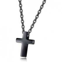 [Rockyu] 페어 목걸이 여성 남성 커플 실버 골드 핑크 블랙 십자가 광면 크로스 펜던트 연인 생일 액세서리